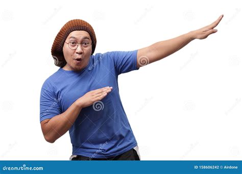 Funny Asian Man Smiling and Making Dab Movement Stock Photo - Image of glasses, handsome: 158606242