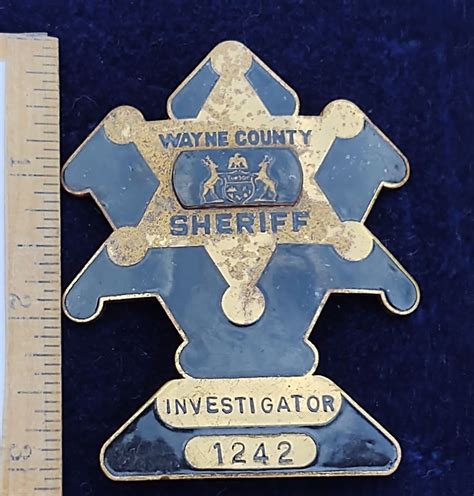 Wayne County MI Sheriff Investigator 1242 Badge HM'd | Etsy