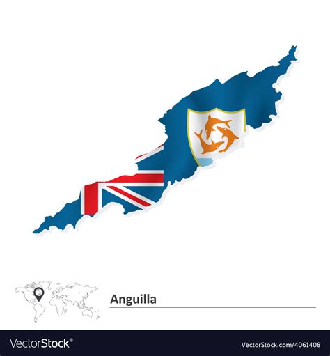 Map of anguilla with flag Royalty Free Vector Image