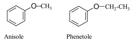 Write the structure of the compound whose name is Anisole and Phenetole