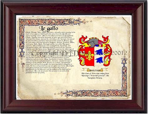 Amazon.com: DRFdesign Le gallo Coat of Arms/Family Crest on Fine Paper ...