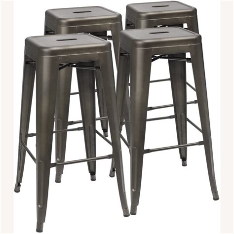 30 Inches Backless Metal Bar Stools (Set of 4) - AptDeco