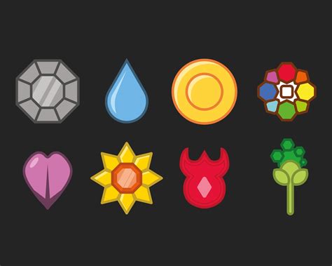 Pokemon Kanto Gym Badges Svg Png Eps Ai Vector Digital | Etsy