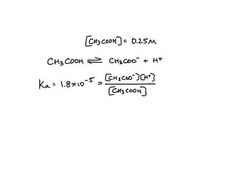 SOLVED: The Ka of acetic acid is 1 "8x10 5. Calculate [OH ] and pH for ...