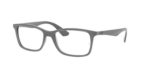 Lunettes de vue RAY-BAN RX 7047 5482 54/17 Homme Gris mat transparent Rectangle Cerclée Tendance ...