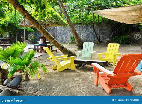 Colorful Beach Chairs at the Beach Bar. Caribbean Bar Stock Photo ...