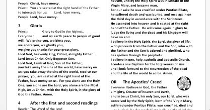 LiturgyTools.net: Catholic Mass prayers and responses - set out as a one page, printable sheet