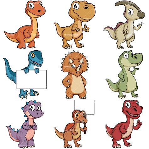 Cute Dinosaur Cartoon Characters Vector Clipart - FriendlyStock