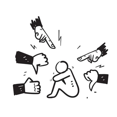 hand drawn illustration of two men fighting each other with thumbs up and pointing fingers at them