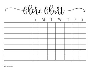 FREE chore chart template | 101 Different Designs