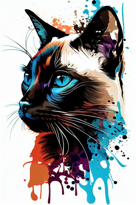 Siamese Cat Pop Art Poster | Colorful Siamese Cat Poster | Cat Poster Pop Art Posters, Cat ...