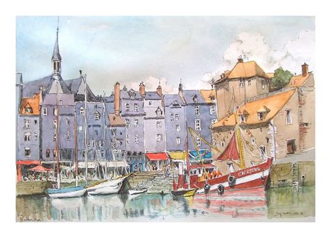 Honfleur - Normandie - France | Honfleur, Urban sketching, Watercolor art