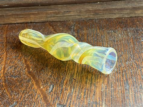 Yellow Fumed Glass Chillum - Sunflower Pipes Brooklyn’s Best Smoke Shop