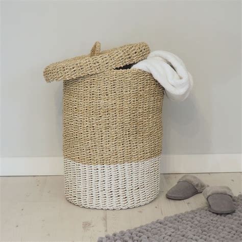 Large Wicker Laundry Basket With Lid - Za Za Homes | Linen baskets ...