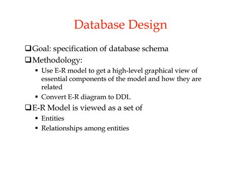 ER-lecture - ER Model and Designs - Database Design Goal: specification ...