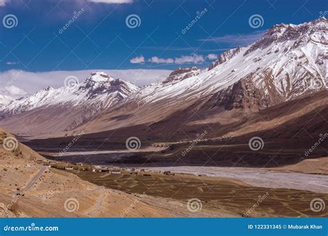 Fields in Spiti - Landscape of Spiti Valley, Himachal Pradesh, India ...