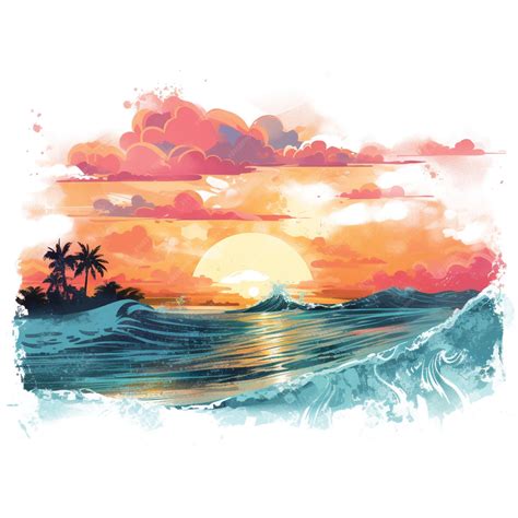 Premium AI Image | watercolor sunset scenery