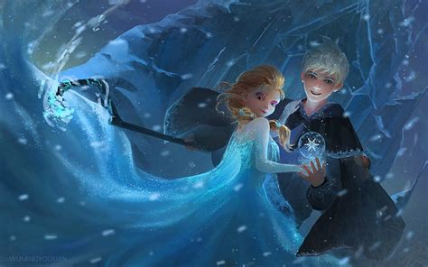 Elsa and Jack Frost, fanart, luminos, elsa, queen, jack frost, winter ...