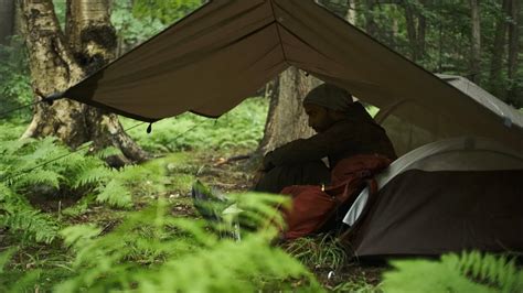 Camping in the rain - thunderstorm and tarp shelter - Camping Alert