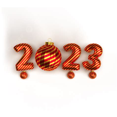 3d 2023 Red Bold Letters Christmas Snowflake Texture Illustration Isolated On Transparent ...