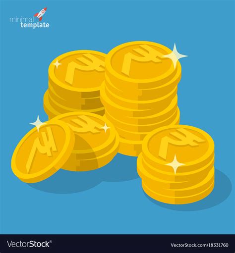 Indian rupee gold coin stack Royalty Free Vector Image