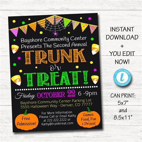 EDITABLE Trunk or Treat Flyer/invitation Printable Halloween - Etsy ...