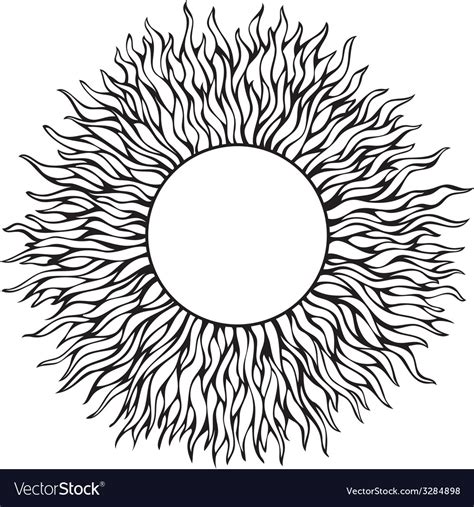 Black hand-drawn sun silhouette isolated in white Vector Image