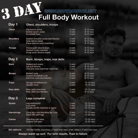 3 Day Total Body Workout Routine - WorkoutWalls