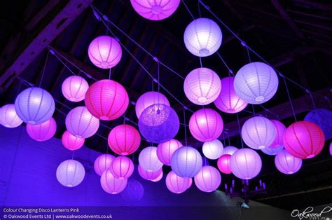 Colour Changing Disco Lanterns Pink. Lighting by Oakwood Events. | Wedding lights, Event ...