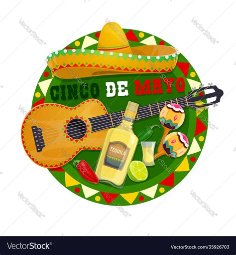 Cinco de mayo round icon mexican symbols Vector Image