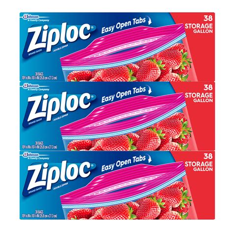 Ziploc Storage Bags, 1 Gallon, 38 bags (Pack of 3) - Walmart.com