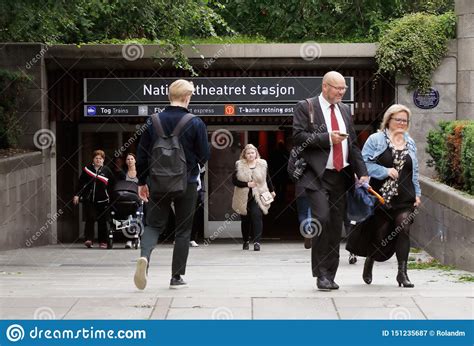 Nationaltheatret Station Entrance Editorial Photography - Image of oslo, sign: 151235687