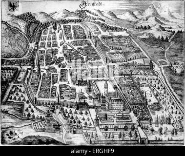 Arnstadt, Germany. Map of town. JS Bach lived in Arnstadt from 1703 - 1707 Stock Photo - Alamy