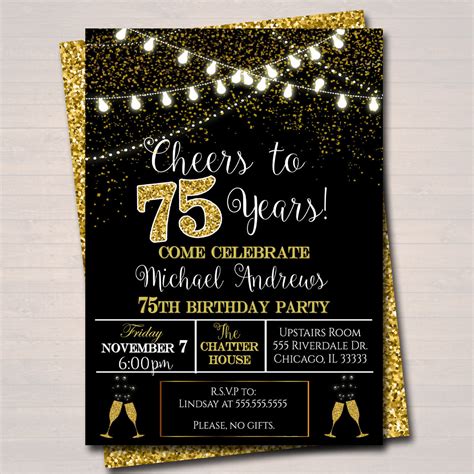 44+ 75Th Birthday Invitations Pics | Free Invitation Template