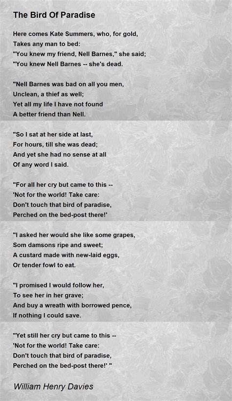 The Bird Of Paradise - The Bird Of Paradise Poem by William Henry Davies