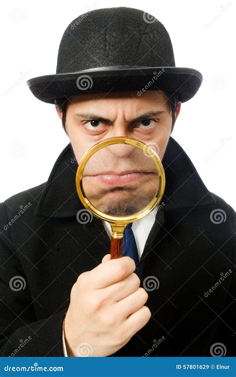 Sherlock Holmes with Magnifying Glass Isolated on Stock Image - Image of intelligence, bombin ...