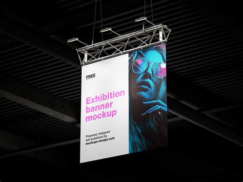 Free hanging exhibition banner mockup - Instant Download