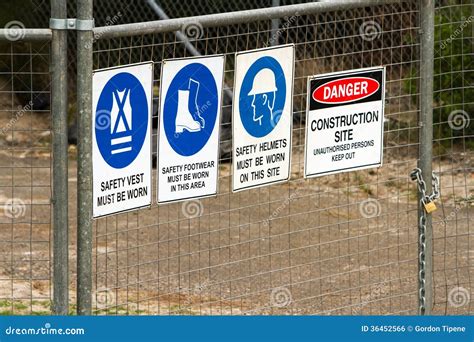 Construction Security Fence With Signs Royalty Free Stock Image - Image: 36452566