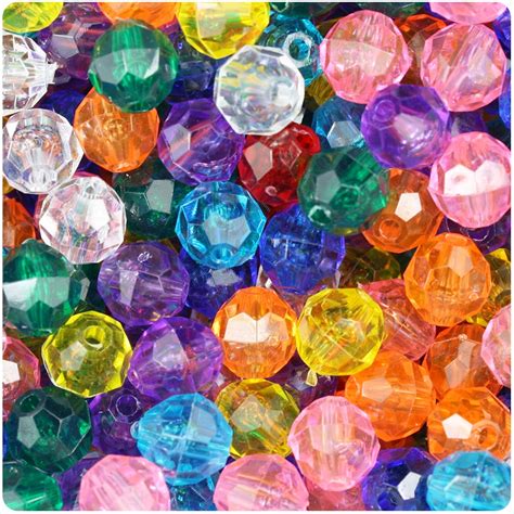 BeadTin Transparent Multi 10mm Faceted Round Craft Beads (210pcs ...