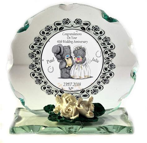 40th Ruby Wedding Anniversary Gift Personalised Crystal Cut Glass ...