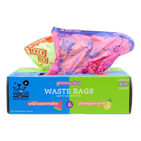 Wags & Wiggles Large Scented Dog Waste Bags, Waterlemon & Pineapple Scented Dog Poop Bags, Value ...