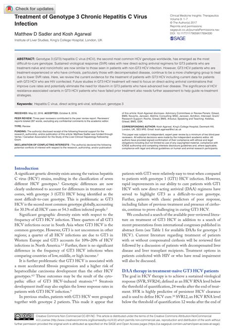 (PDF) Treatment of Genotype 3 Chronic Hepatitis C Virus Infection