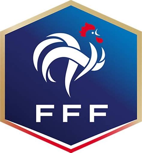 the fff logo on a blue and red hexagonal background with an image of a rooster