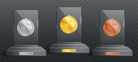 Realistic Glass Awards Transparent Set 12696877 Vector Art at Vecteezy