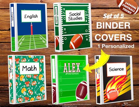 PRINTABLE BINDER COVERS-1 Personalized Binder Cover-football | Etsy