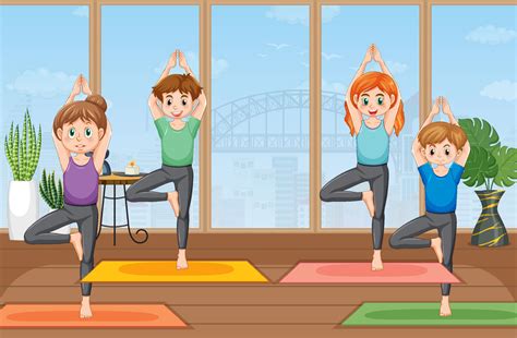 People practicing yoga exercise and meditation 12404026 Vector Art at Vecteezy