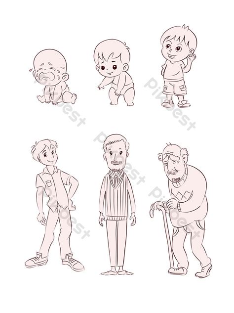 Drawing Cartoon Character Growth Process PNG Images | PSD Free Download ...