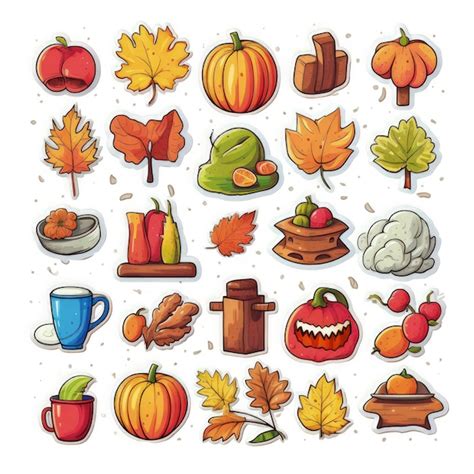 Premium AI Image | autumn icons set sticker on white background