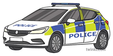 Police Car Law Enforcement PWHU Vehicle UK KS1 Illustration - Twinkl