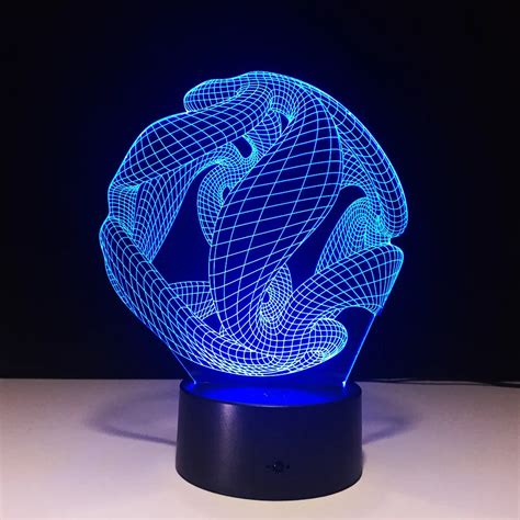 Novelty Acrylic 3D Lamp USB Night Light Abstract Pattern Color Changeable Desk Lamps Creative ...